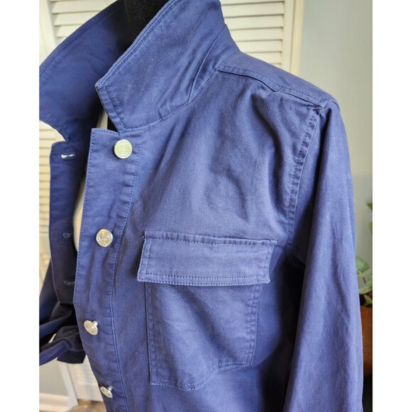 Candace Cameron Bure Cropped Stretch Twill Utility Jacket Navy Blue size M - Picture 3 of 7